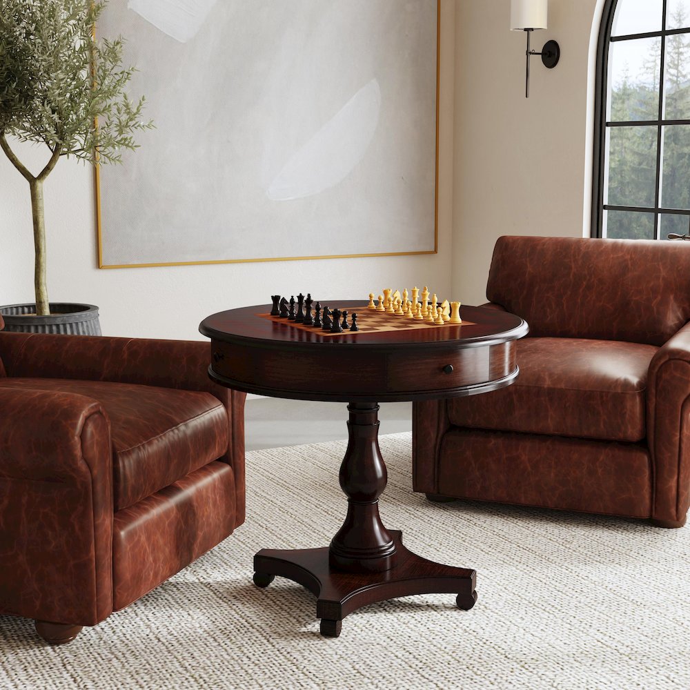 Fredrik 34"D Round Game Table, Dark Brown. Picture 2