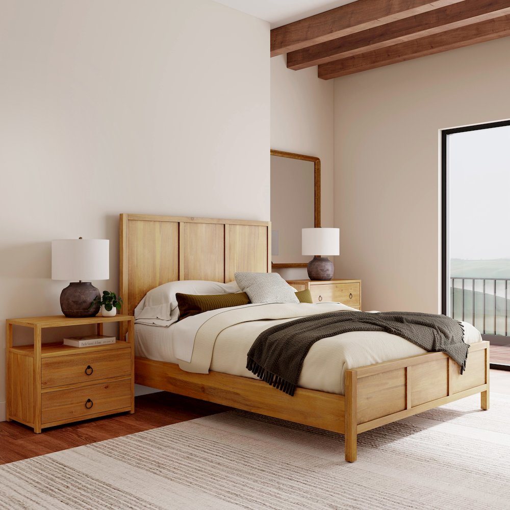 Lark Queen Size Bed, Light Brown. Picture 2