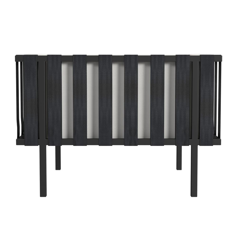 Norway Outdoor Club Chair with Cushion, Black and White. Picture 4