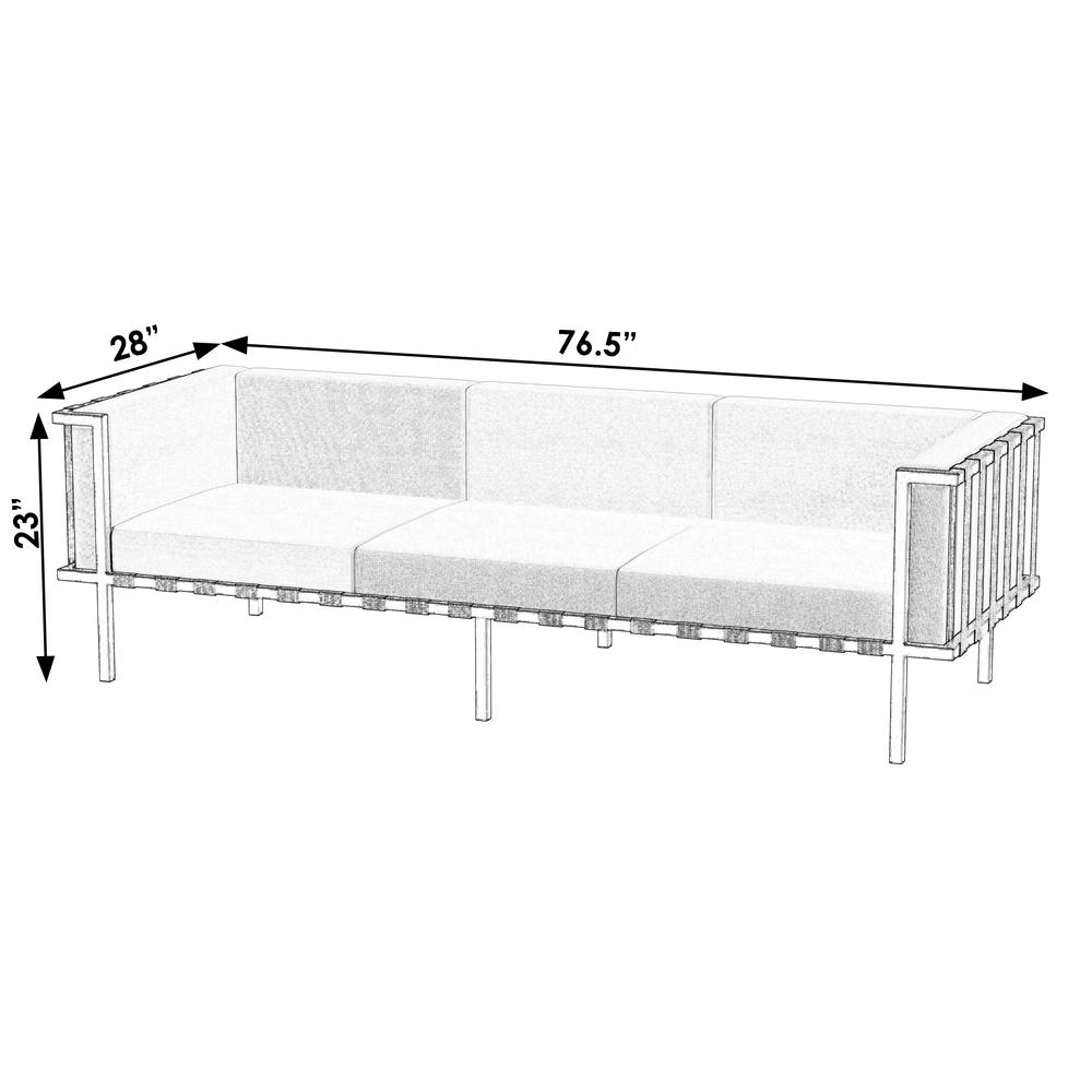 Norway Outdoor Patio Sofa with Cushions, Black and White. Picture 6