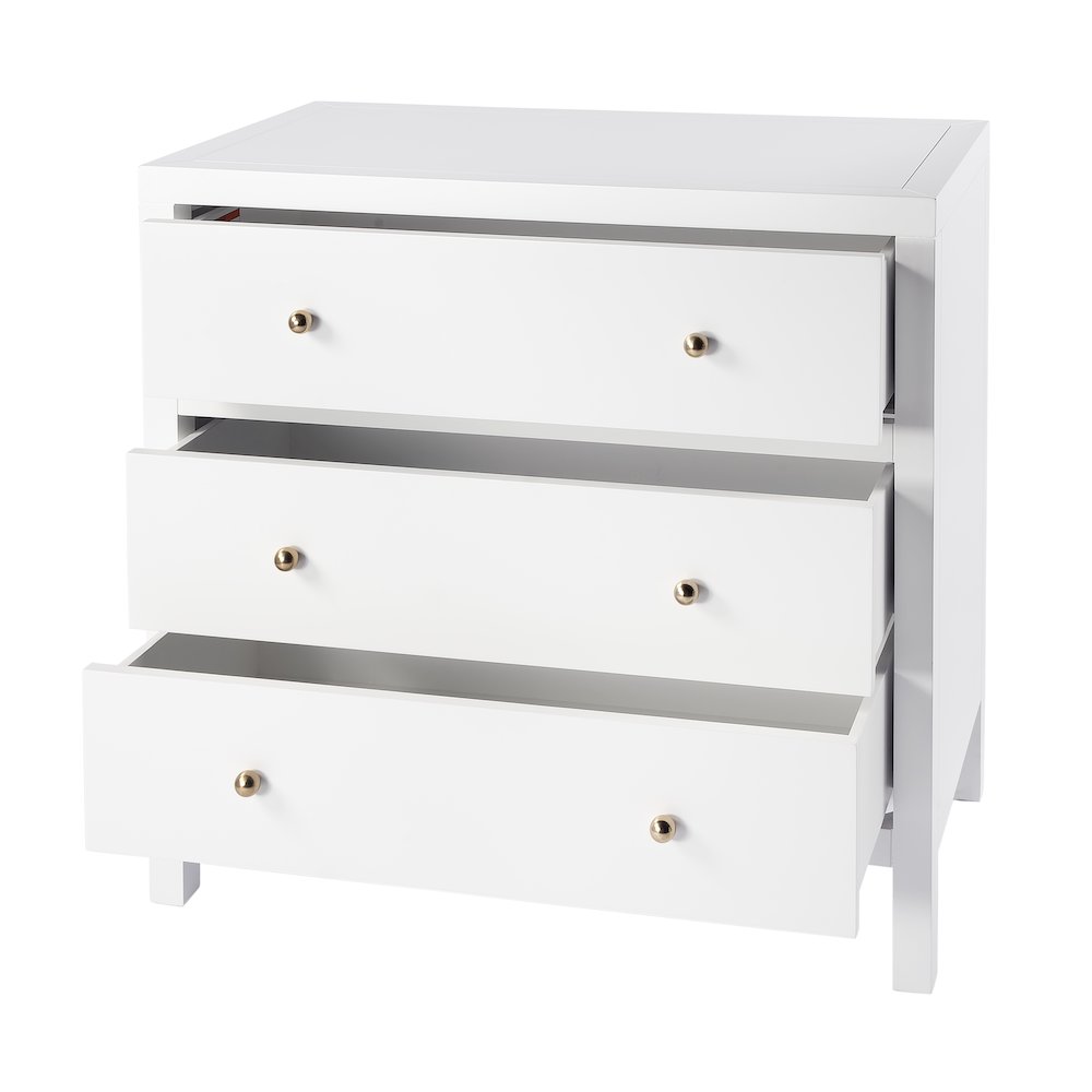 Nora 3-Drawer Chest, White. Picture 2