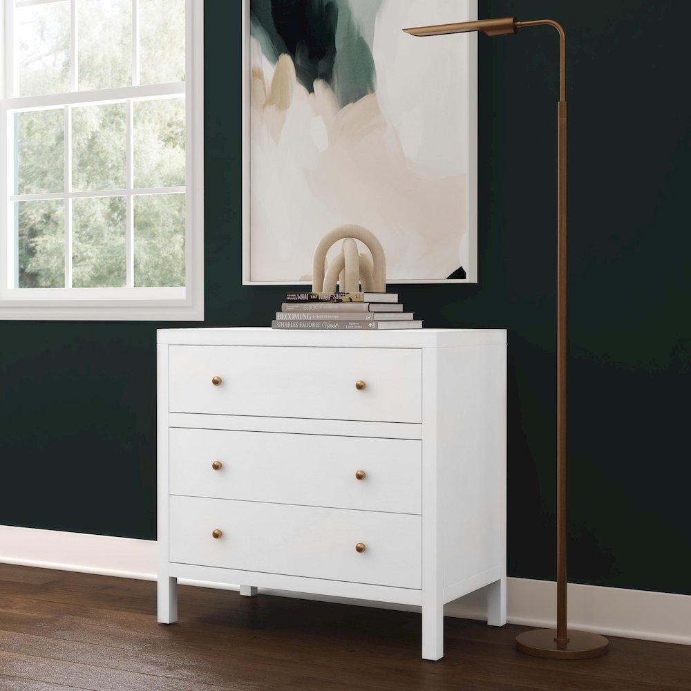 Nora 3-Drawer Chest, White. Picture 7