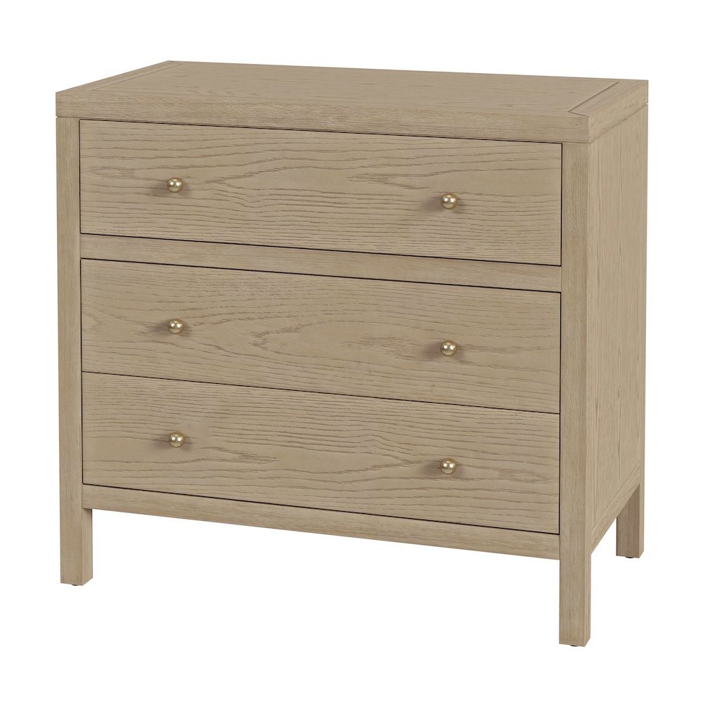 Nora 34 in. W Wood 3 Drawer Chest, Light Brown. Picture 1