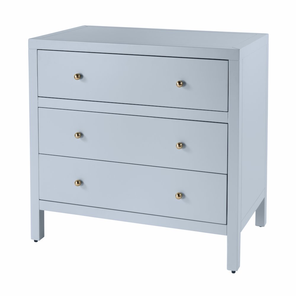 Nora 34 in. W Wood 3 Drawer Chest, Light Blue. Picture 1