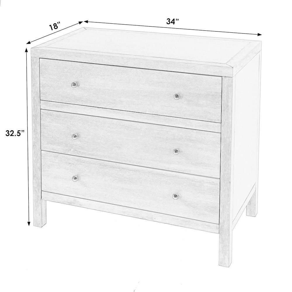 Nora 34 in. W Wood 3 Drawer Chest, Light Blue. Picture 3