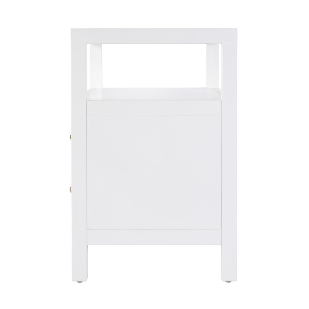 Nora 2-Drawer Wide Nightstand, White. Picture 4