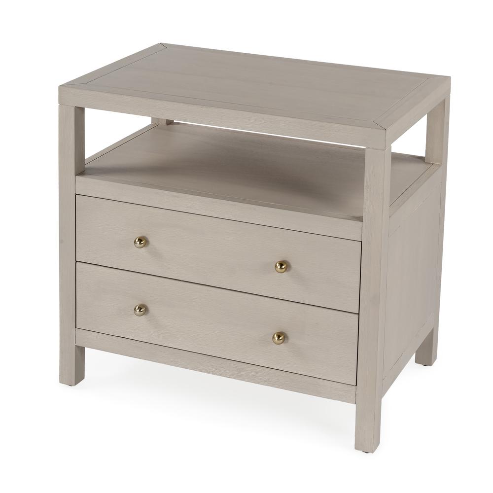 Nora 2-Drawer Wide Nightstand, Taupe. Picture 1