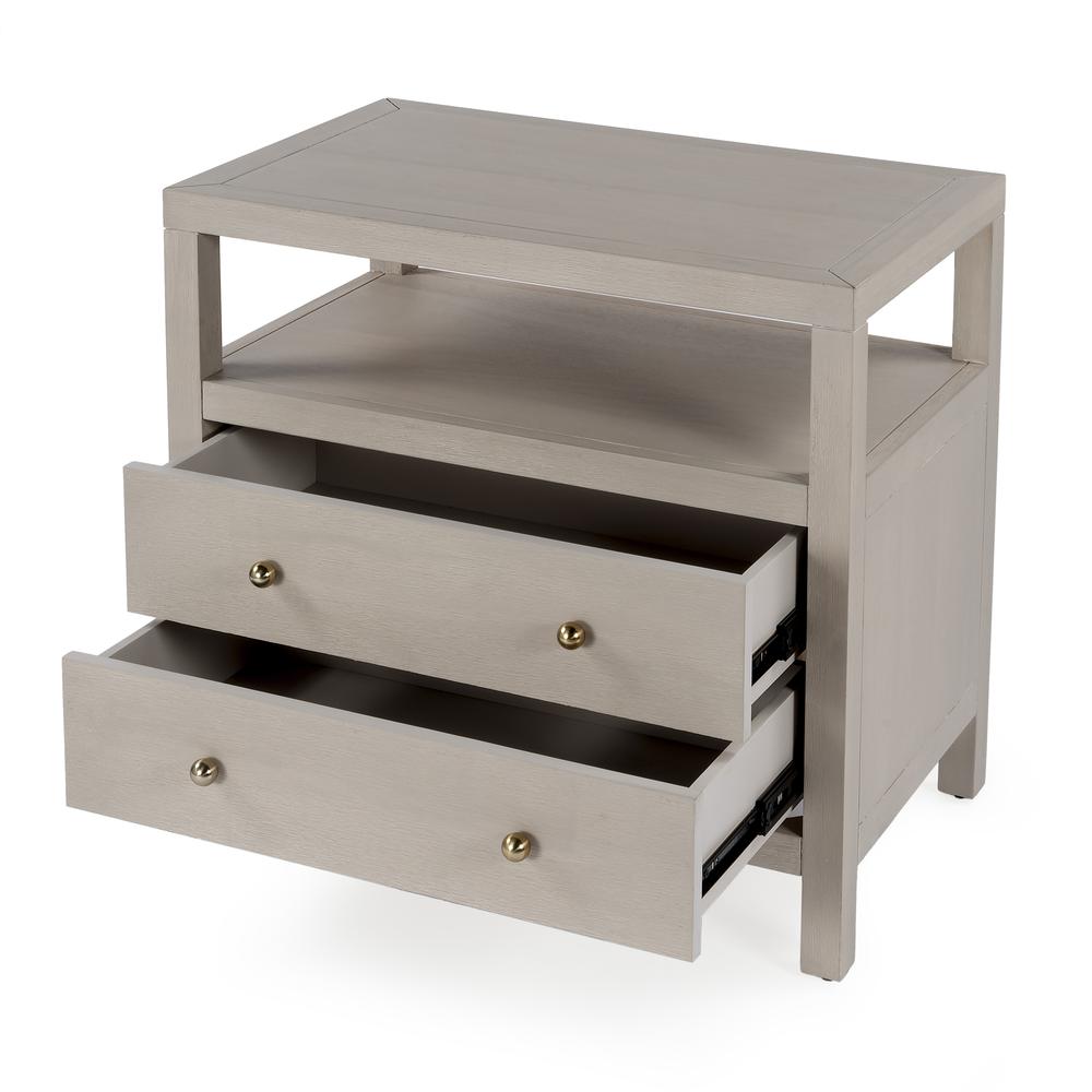 Nora 2-Drawer Wide Nightstand, Taupe. Picture 2
