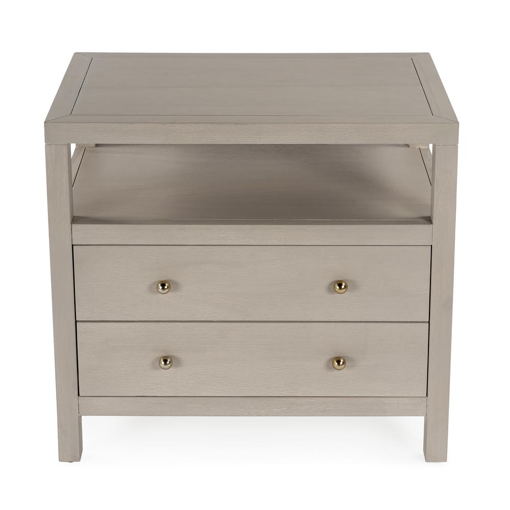 Nora 2-Drawer Wide Nightstand, Taupe. Picture 3