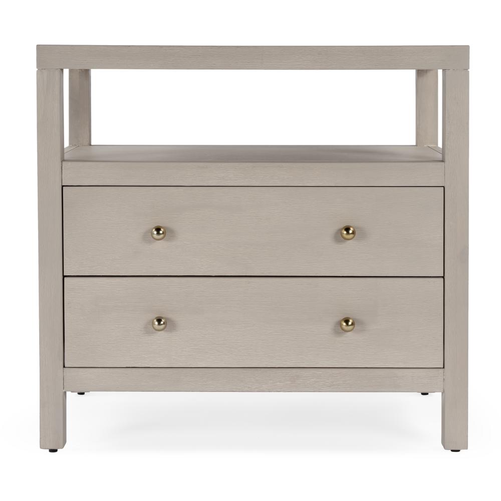Nora 2-Drawer Wide Nightstand, Taupe. Picture 4