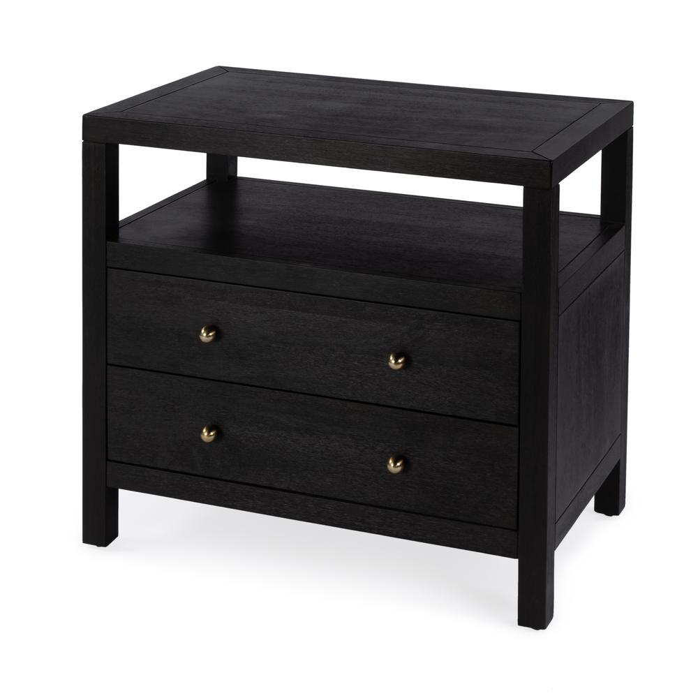 Nora 2-Drawer Wide Nightstand, Coffee. Picture 1