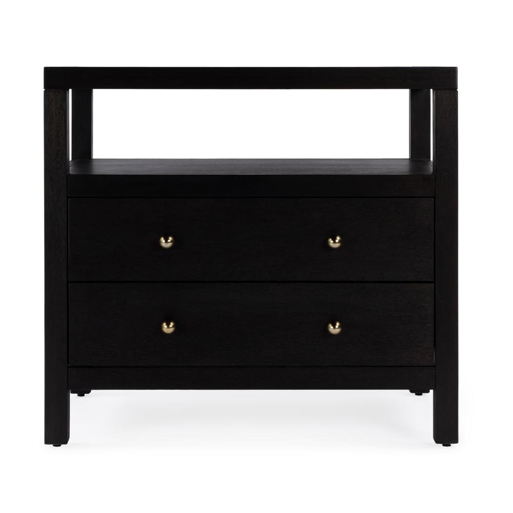 Nora 2-Drawer Wide Nightstand, Coffee. Picture 4