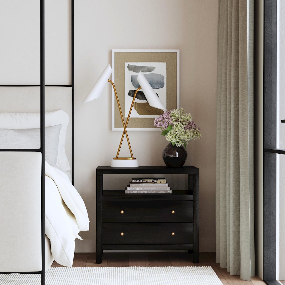 Nora 2-Drawer Wide Nightstand, Coffee. Picture 9