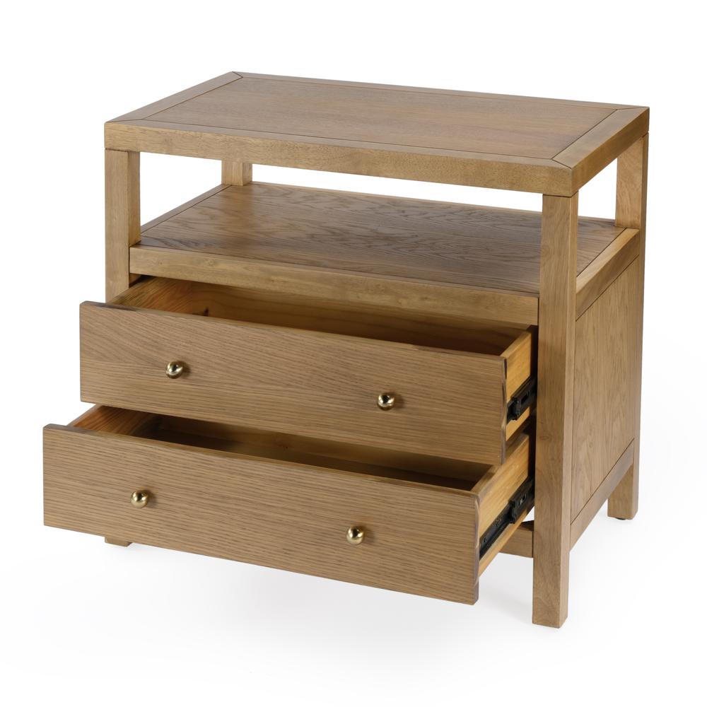 Nora 2-Drawer Wide Nightstand, Brown. Picture 2