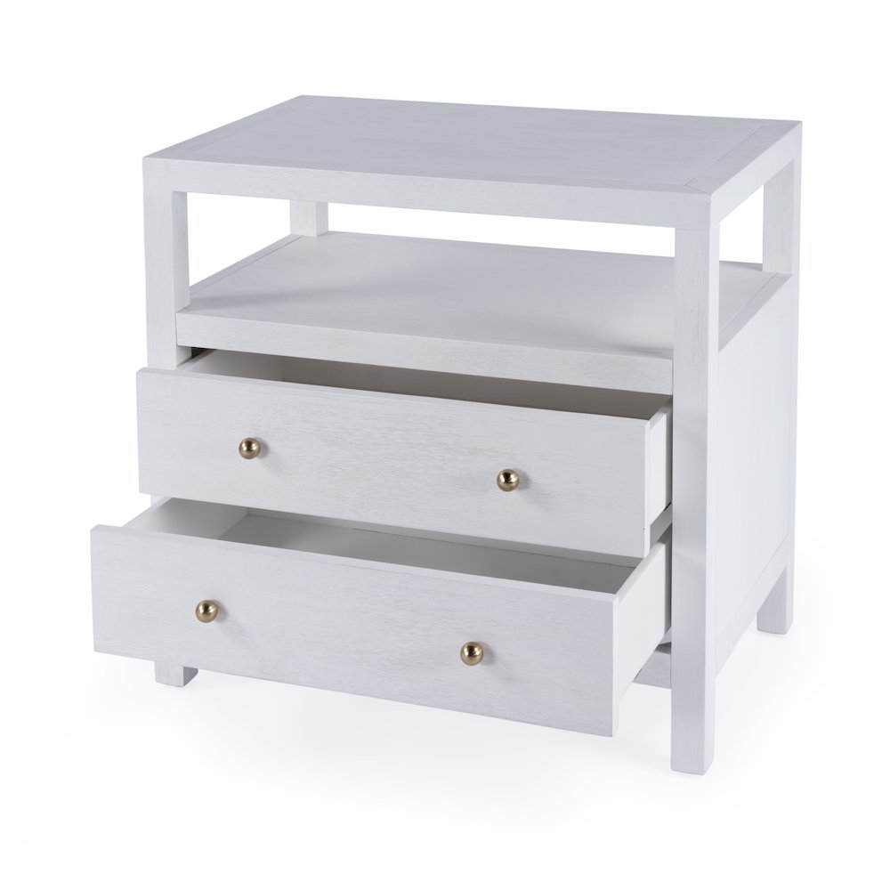 Nora 2-Drawer Wide Nightstand, White. Picture 2