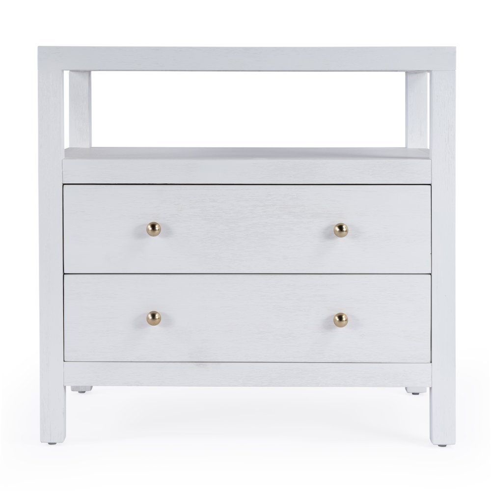 Nora 2-Drawer Wide Nightstand, White. Picture 3