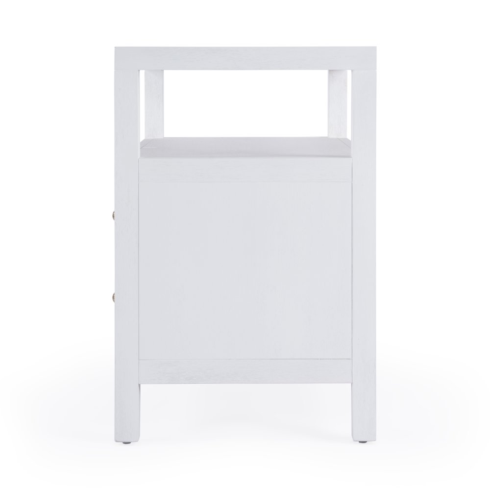 Nora 2-Drawer Wide Nightstand, White. Picture 4