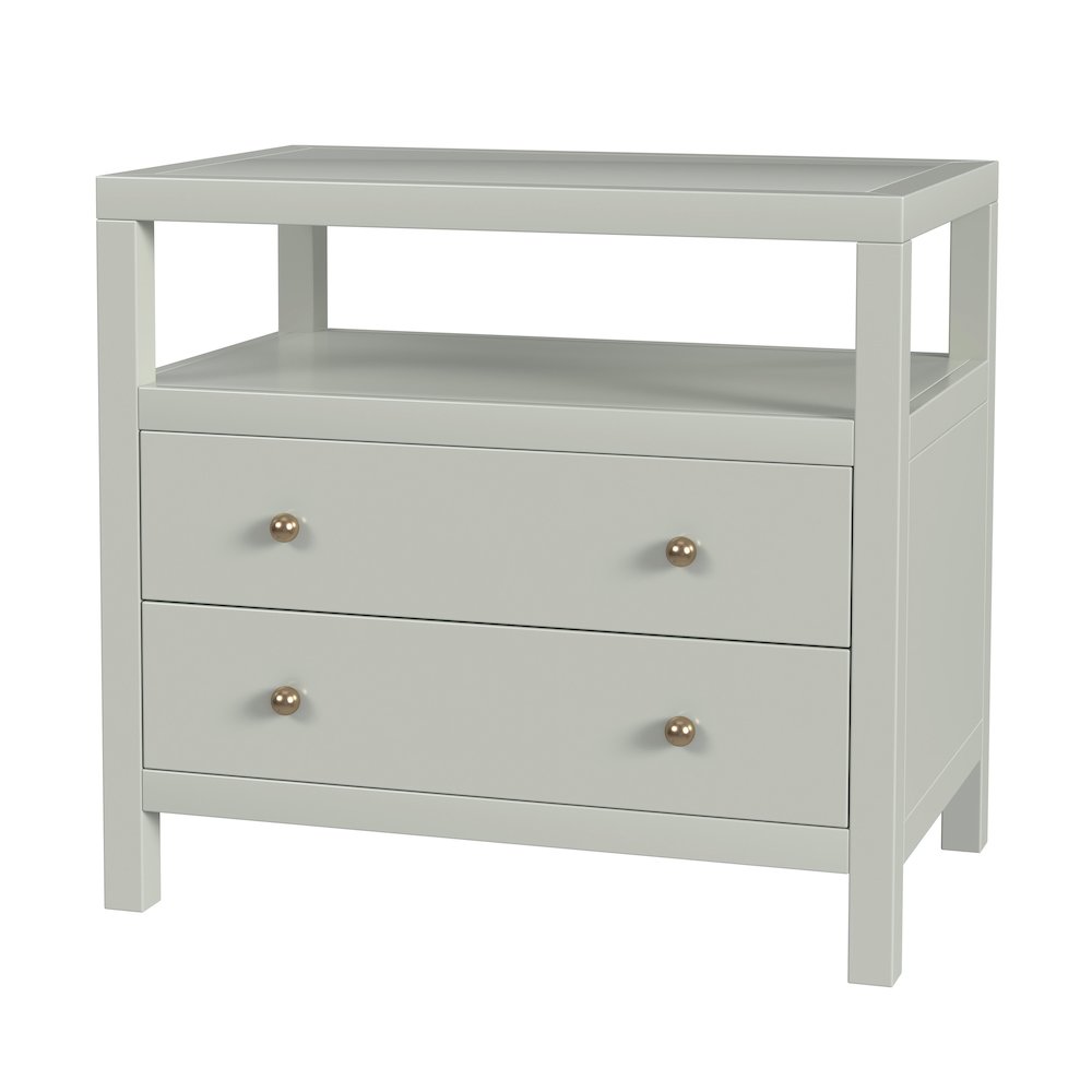 Nora 2-Drawer Wide Nightstand, Green. Picture 1
