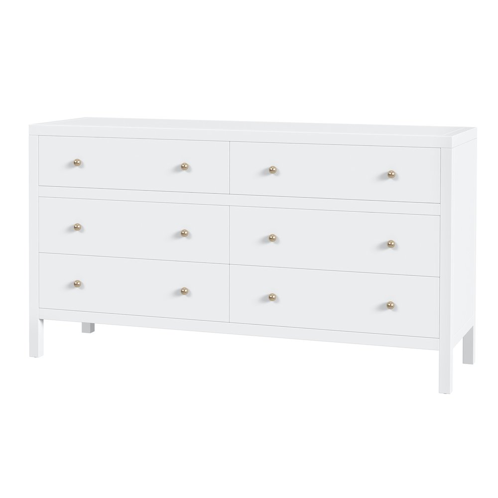 Nora 6-Drawer Dresser, White. Picture 1