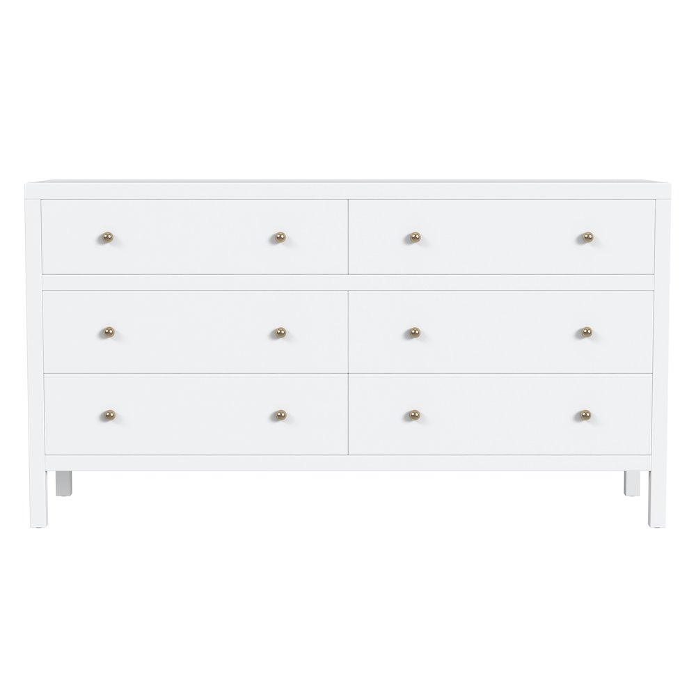 Nora 6-Drawer Dresser, White. Picture 2