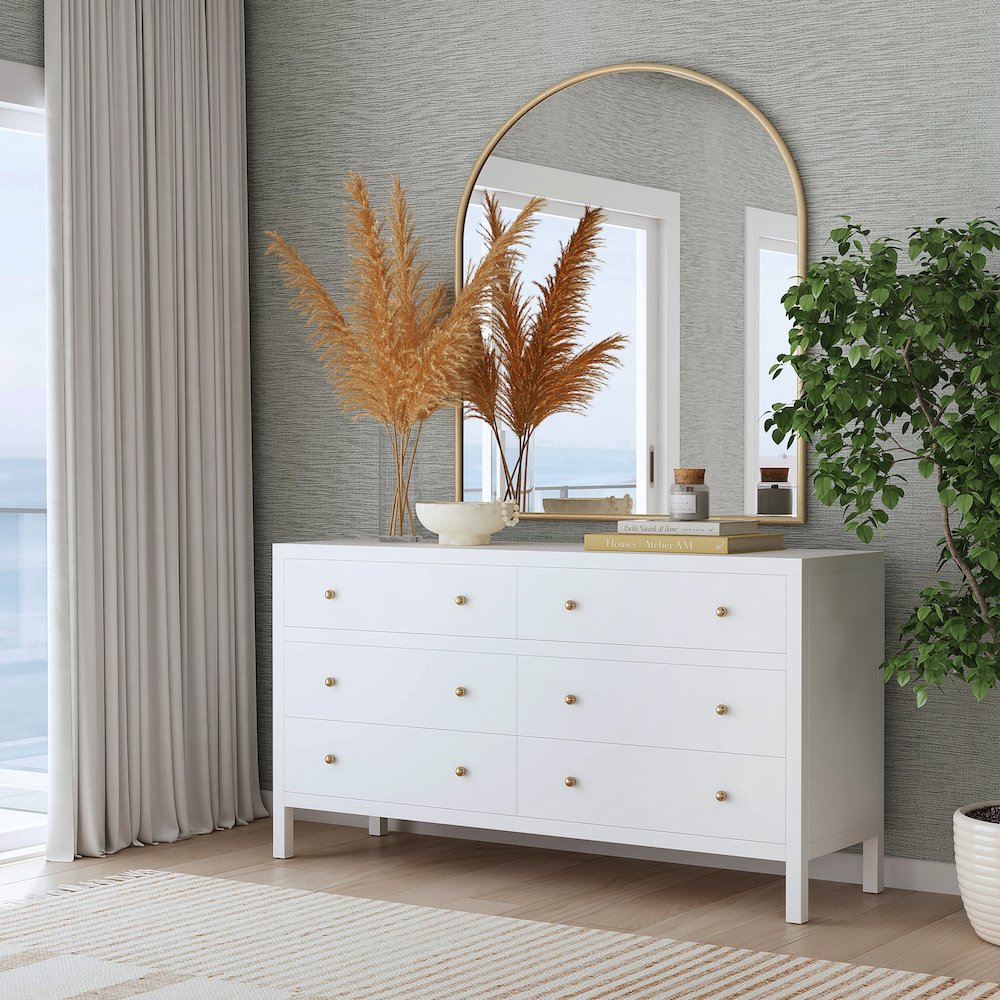 Nora 6-Drawer Dresser, White. Picture 6