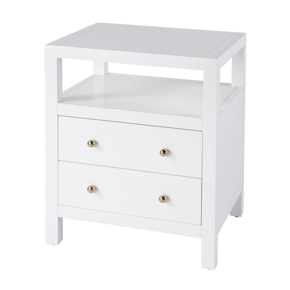 Nora 2-Drawer Nightstand, White. Picture 1