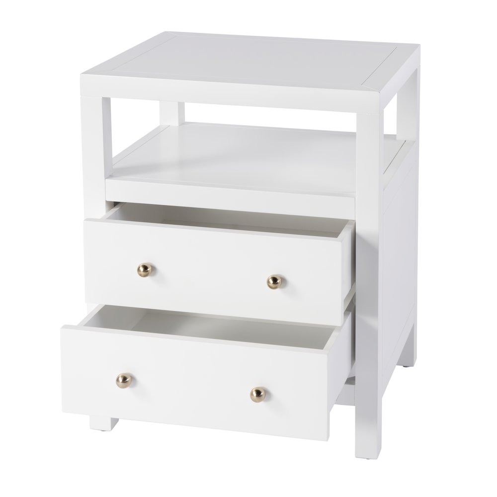 Nora 2-Drawer Nightstand, White. Picture 2