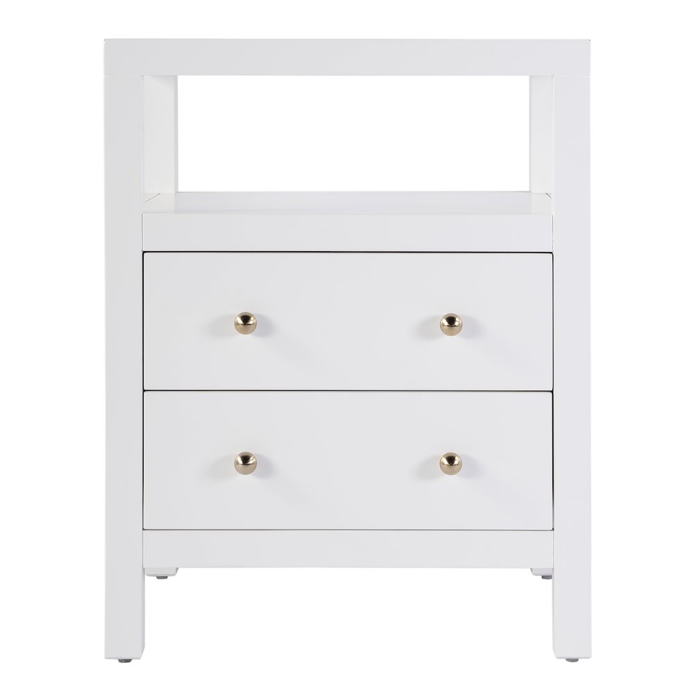 Nora 2-Drawer Nightstand, White. Picture 3