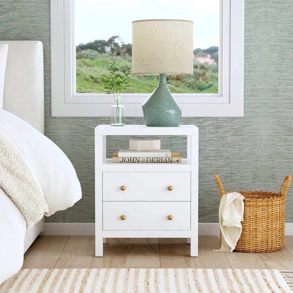 Nora 2-Drawer Nightstand, White. Picture 7