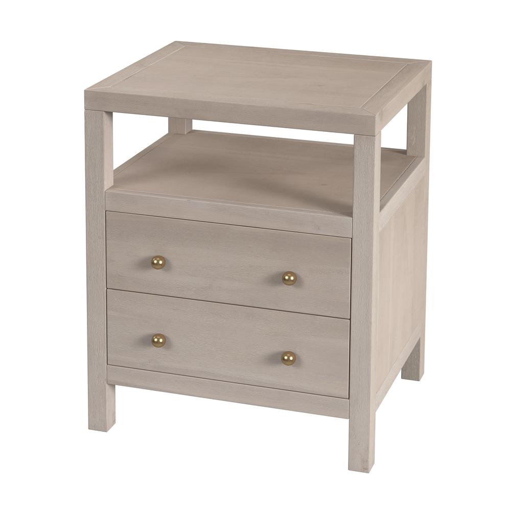 Nora 2-Drawer Nightstand, Taupe. Picture 1