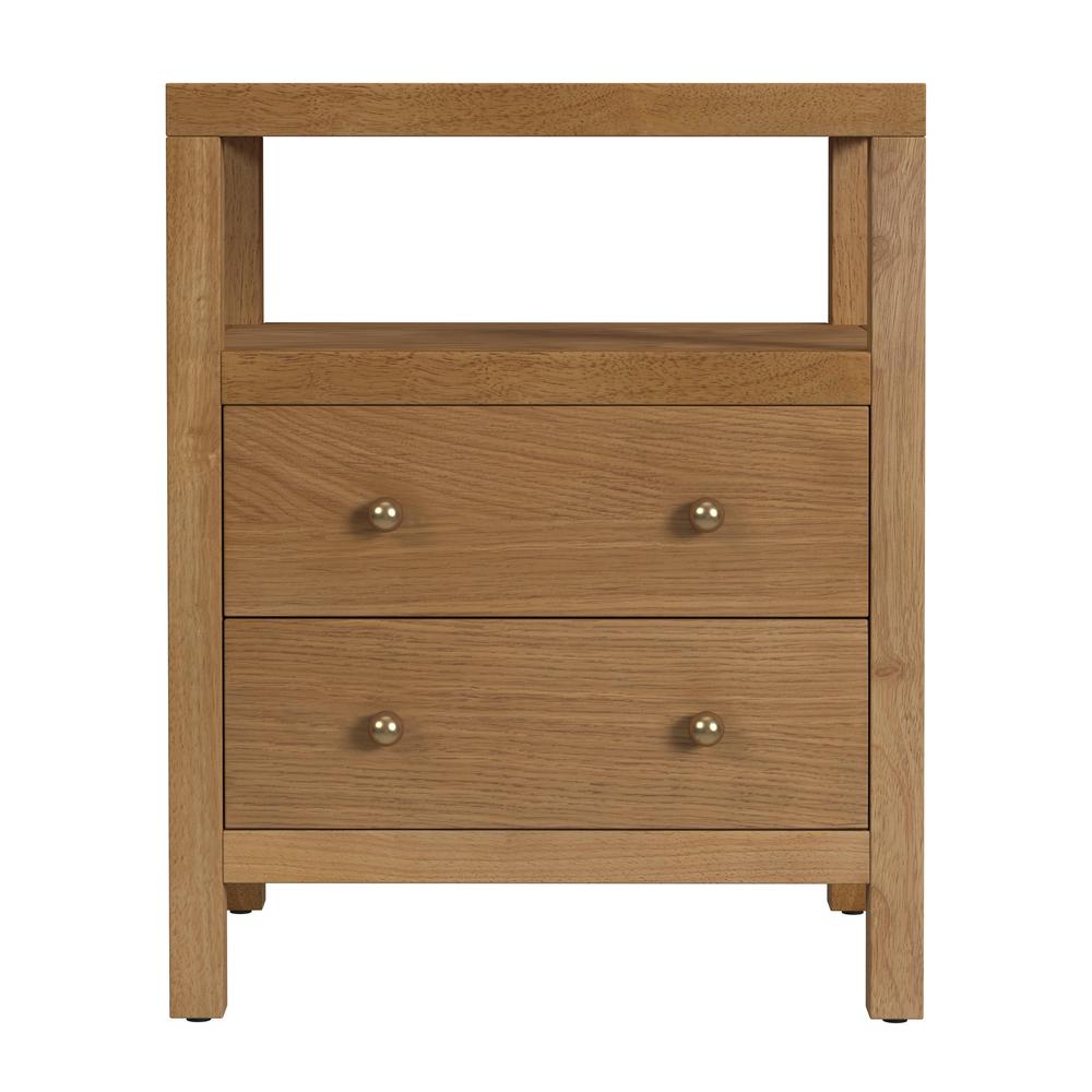 Nora 2-Drawer Nightstand, Brown. Picture 2