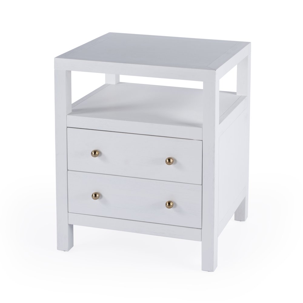 Nora 2-Drawer Nightstand, White. Picture 1