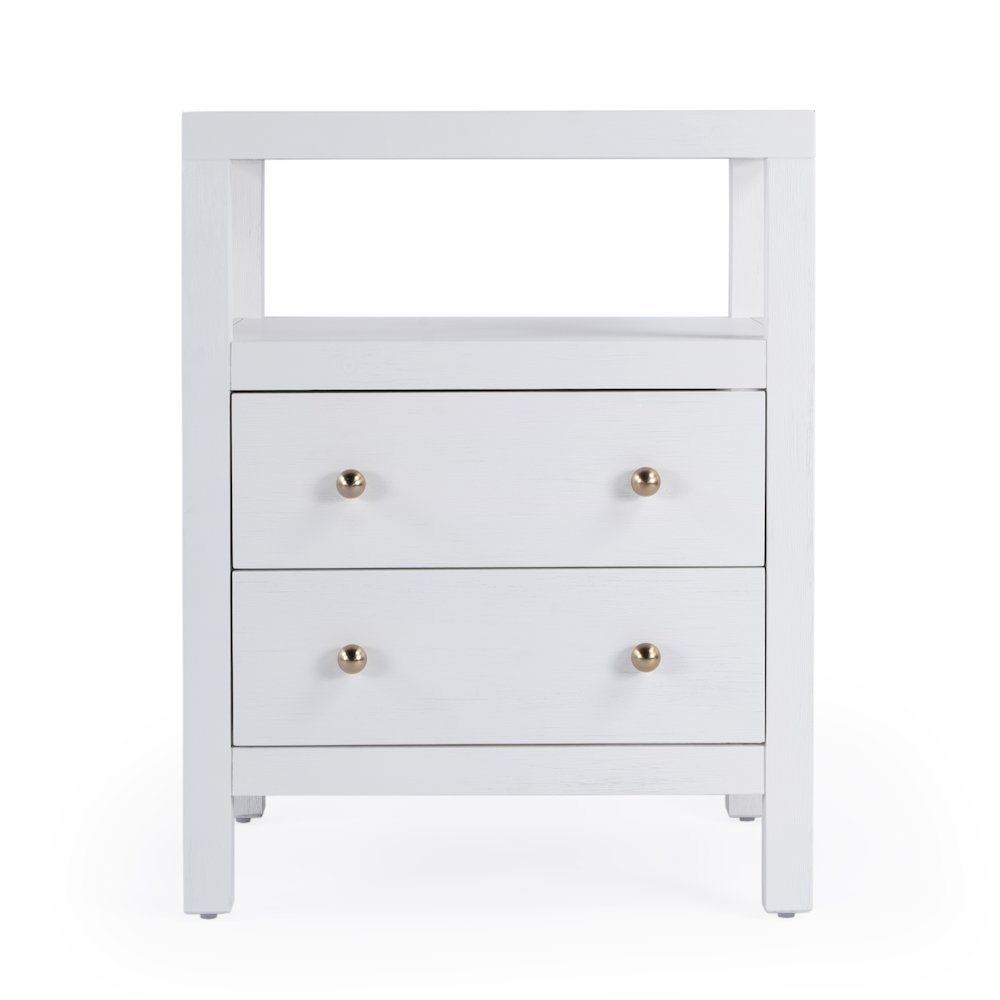 Nora 2-Drawer Nightstand, White. Picture 3