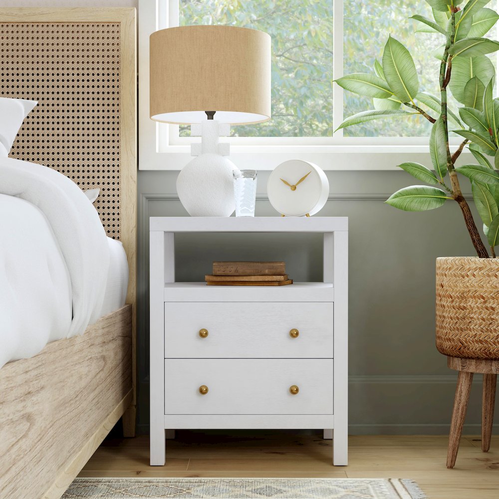 Nora 2-Drawer Nightstand, White. Picture 7