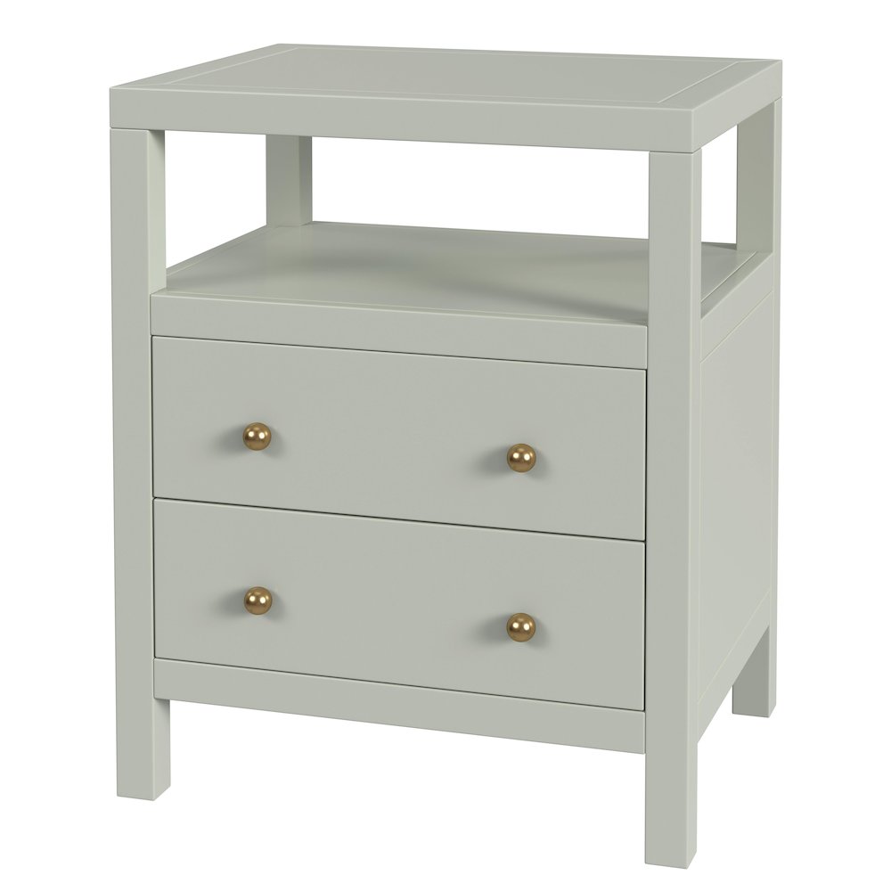 Nora 2-Drawer Nightstand, Green. Picture 1