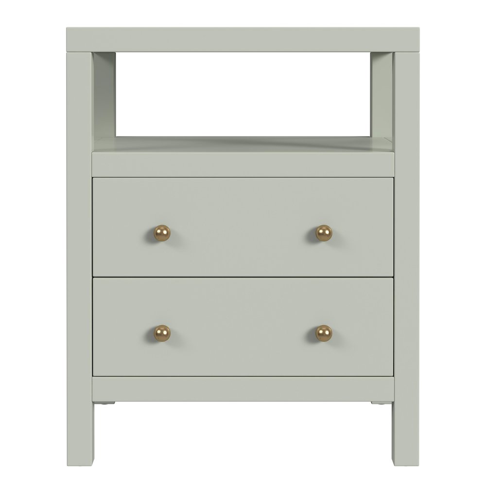 Nora 2-Drawer Nightstand, Green. Picture 3