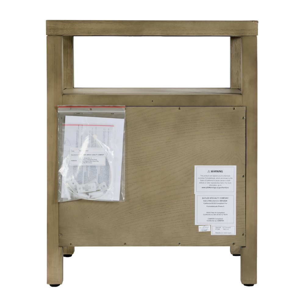 Nora 21 in. W Rectangular Wood 2 Drawer Nightstand with Open Shelf, Light Brown. Picture 5