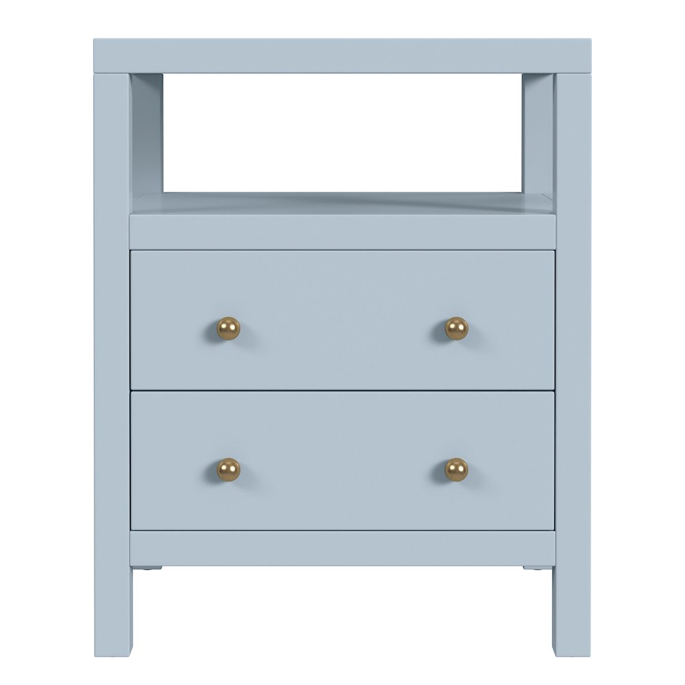 Nora 21 in. W Rectangular Wood 2 Drawer Nightstand, Light Blue. Picture 4