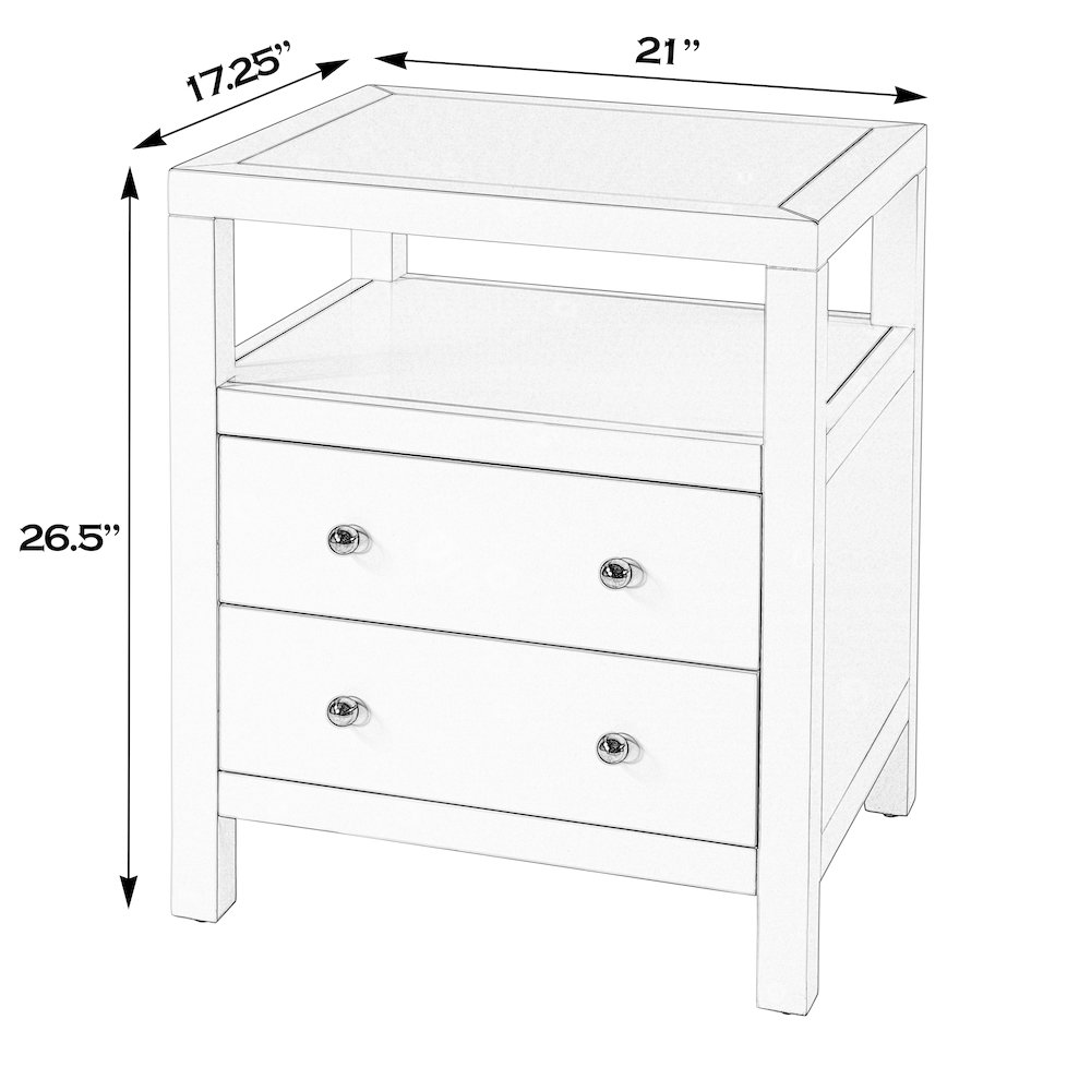 Nora 21 in. W Rectangular Wood 2 Drawer Nightstand, Light Blue. Picture 3