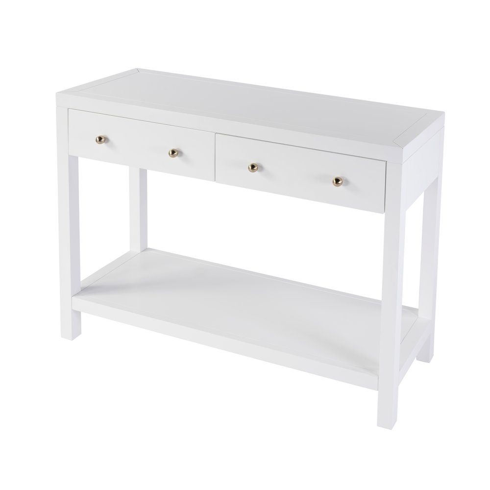 Nora 2 Drawer Console Table, White. Picture 1