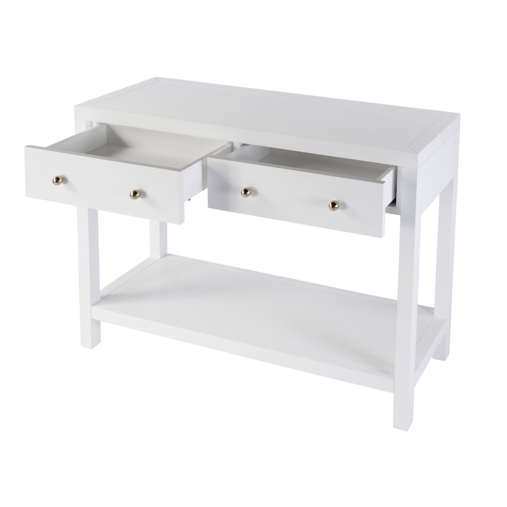 Nora 2 Drawer Console Table, White. Picture 2