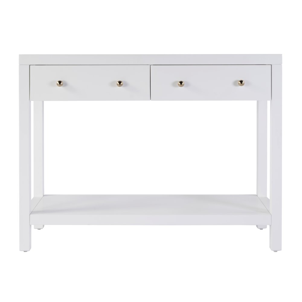 Nora 2 Drawer Console Table, White. Picture 3