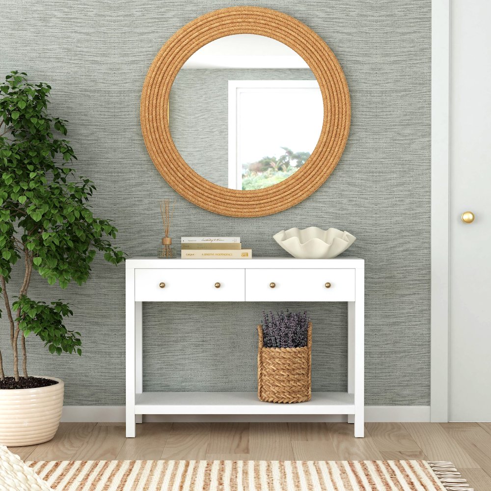 Nora 2 Drawer Console Table, White. Picture 8