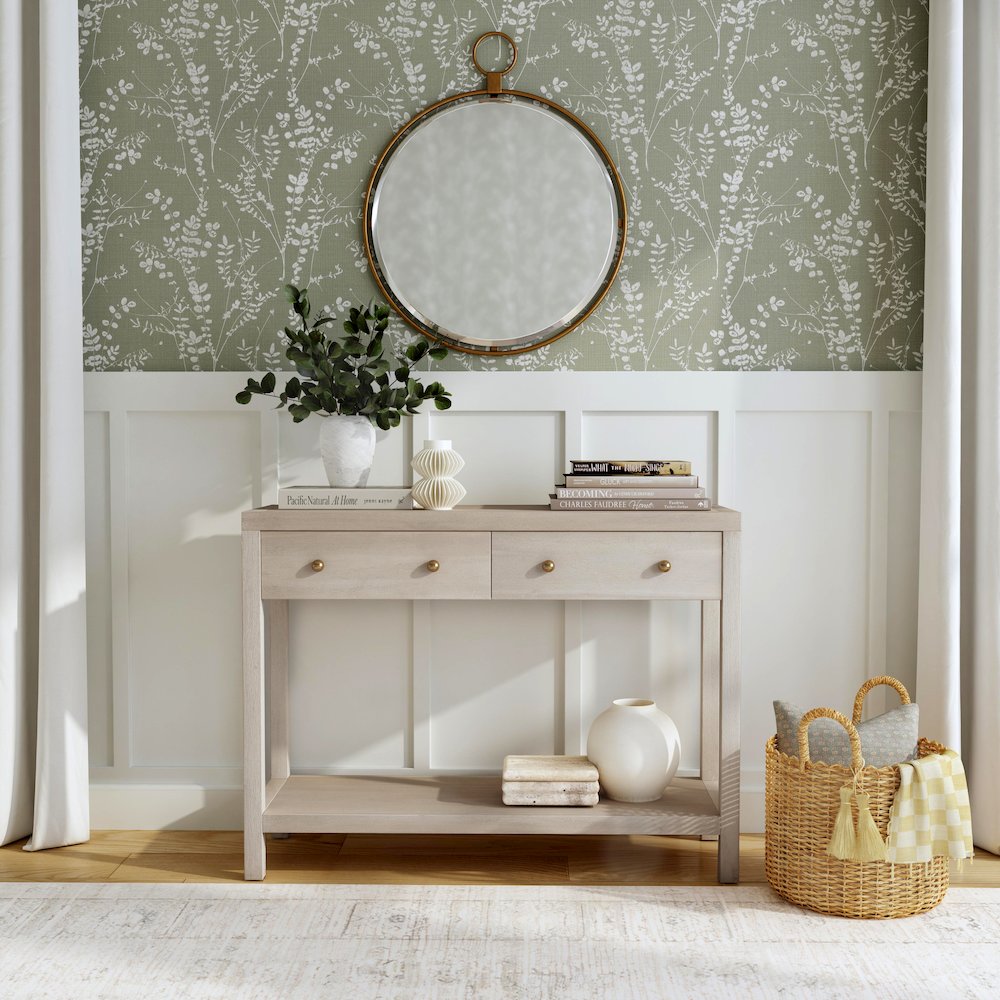 Nora 2 Drawer Console Table, Taupe. Picture 2