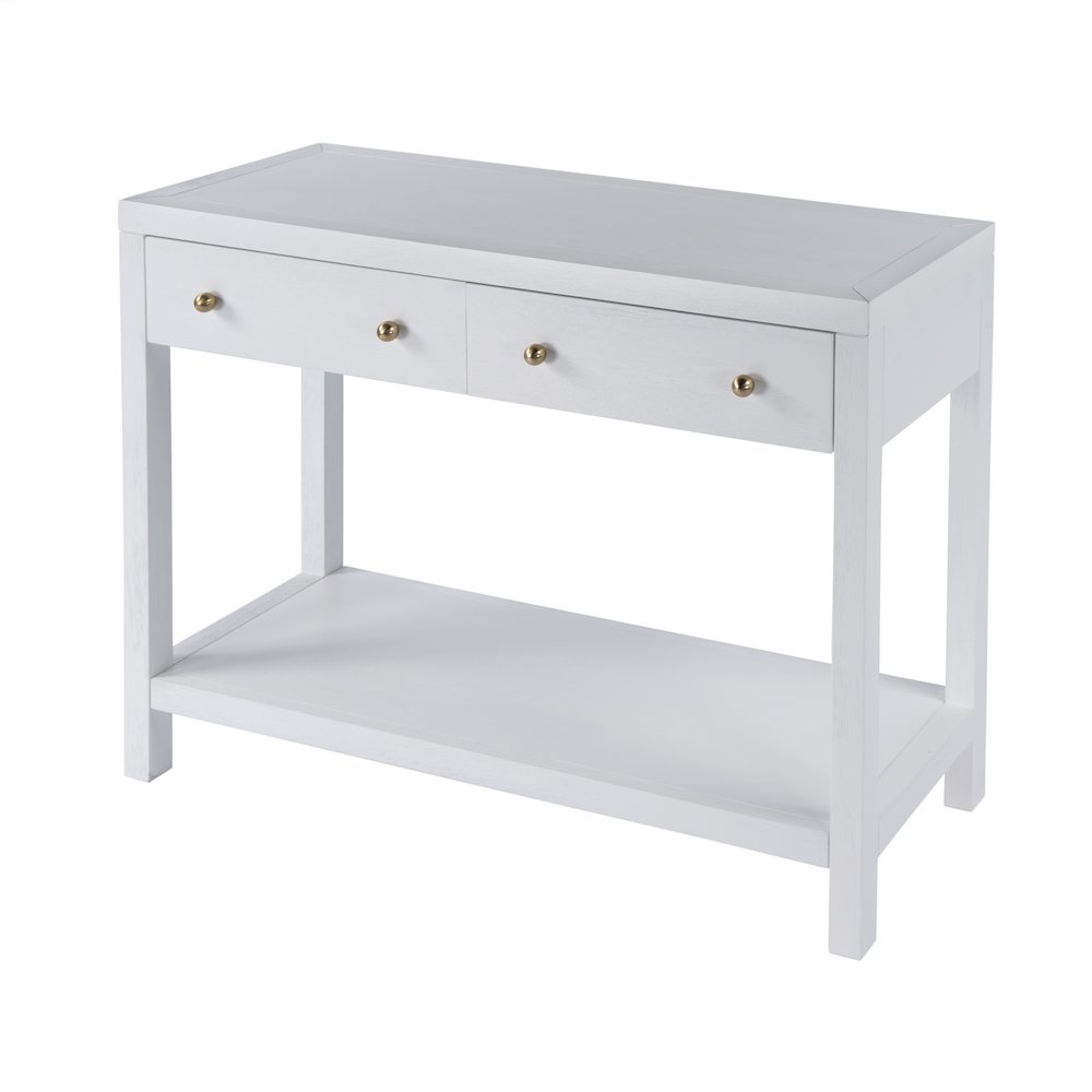 Nora 2 Drawer Console Table, White. Picture 1