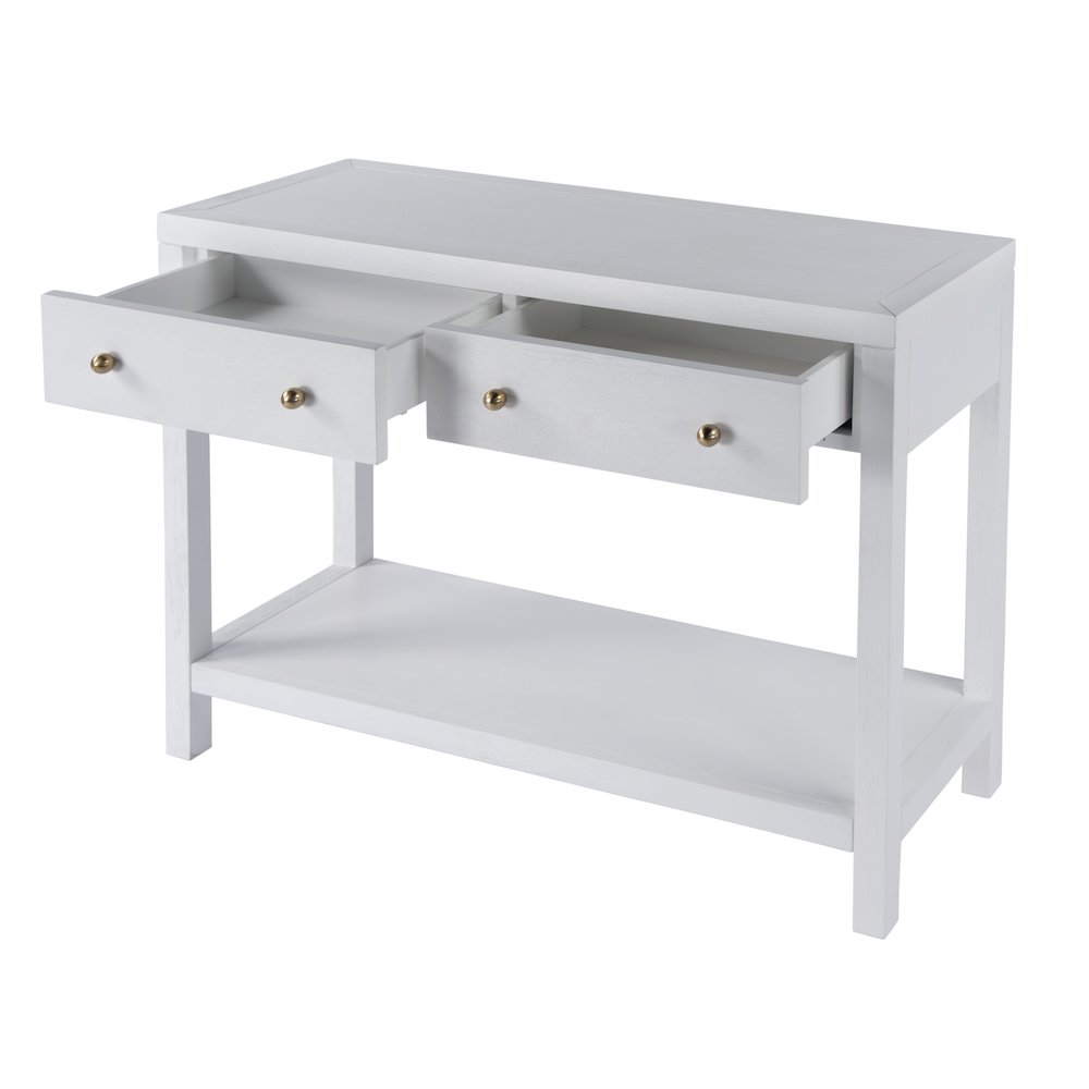 Nora 2 Drawer Console Table, White. Picture 3