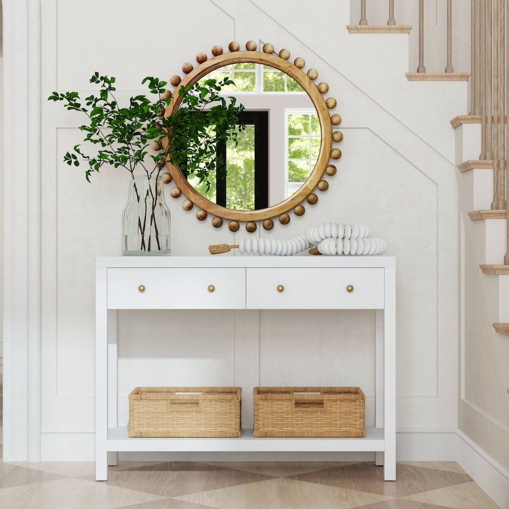 Nora 2 Drawer Console Table, White. Picture 2