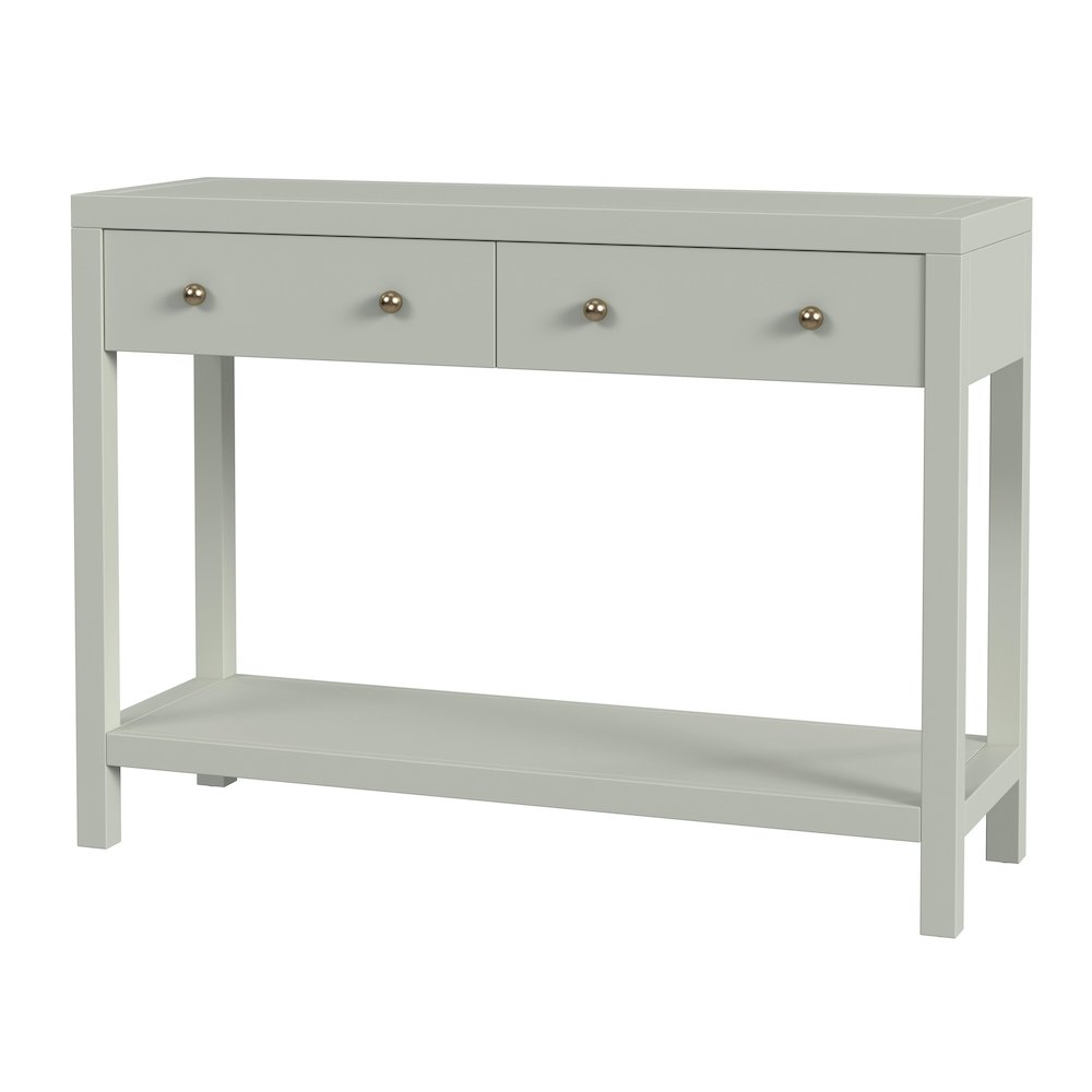 Nora 2 Drawer Console Table, Green. Picture 1