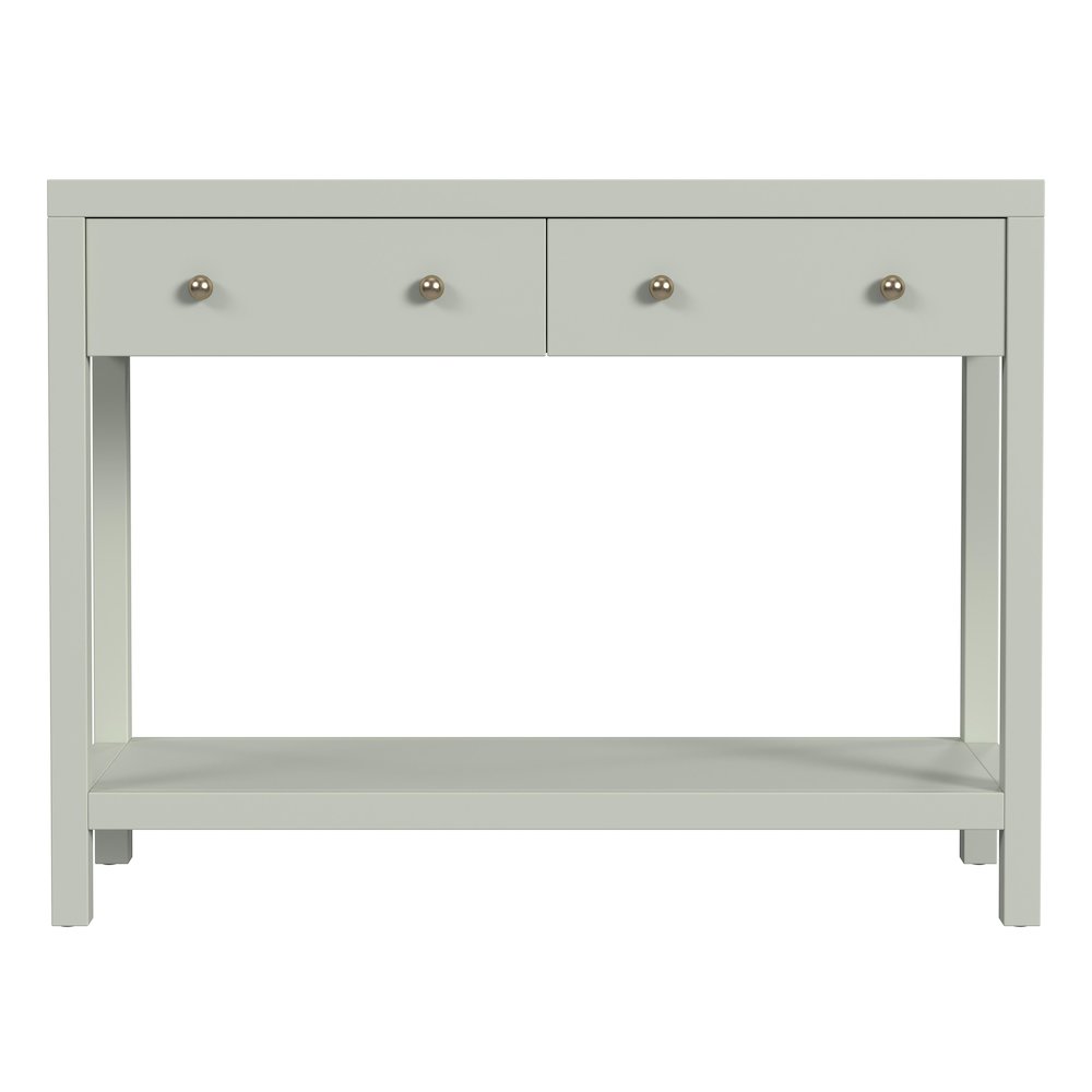 Nora 2 Drawer Console Table, Green. Picture 2