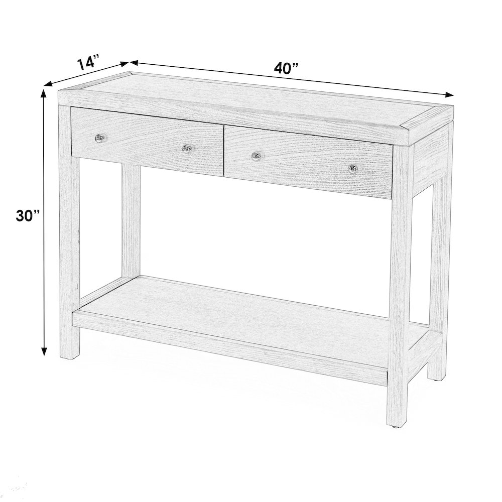 40 in. W Rectangular Wood 2 Drawer Console Table with Lower Open Shelf. Picture 2